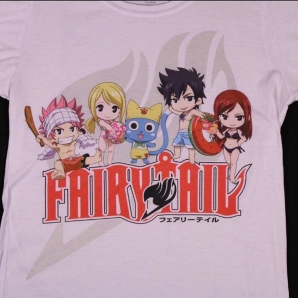 Fairy Tail Swim Chibi Anime Tee Funimation White Graphic T-Shirt XL - Picture 3 of 5